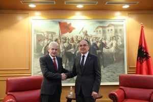 Chairman of the Democratic Union for Integration Party, Mr. Ali Ahmeti and First Deputy Prime Minister of North Macedonia, Mr. Artan Grubi received by President Begaj